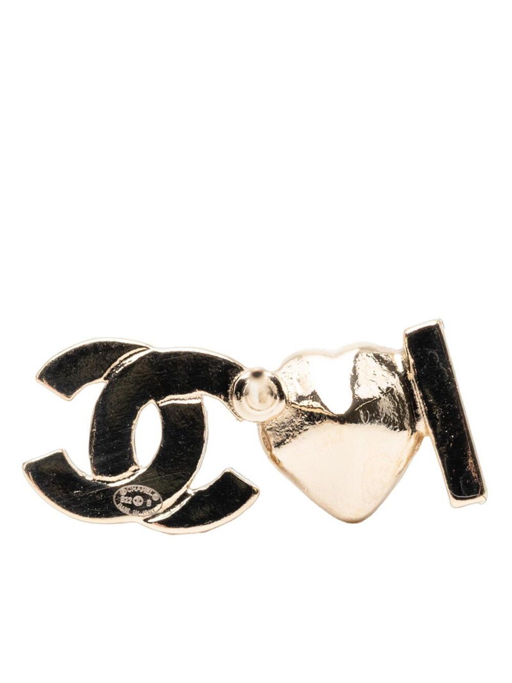 Chanel Cc Logo Heart Earrings Metal #275726C11B - Picture 3 of 4